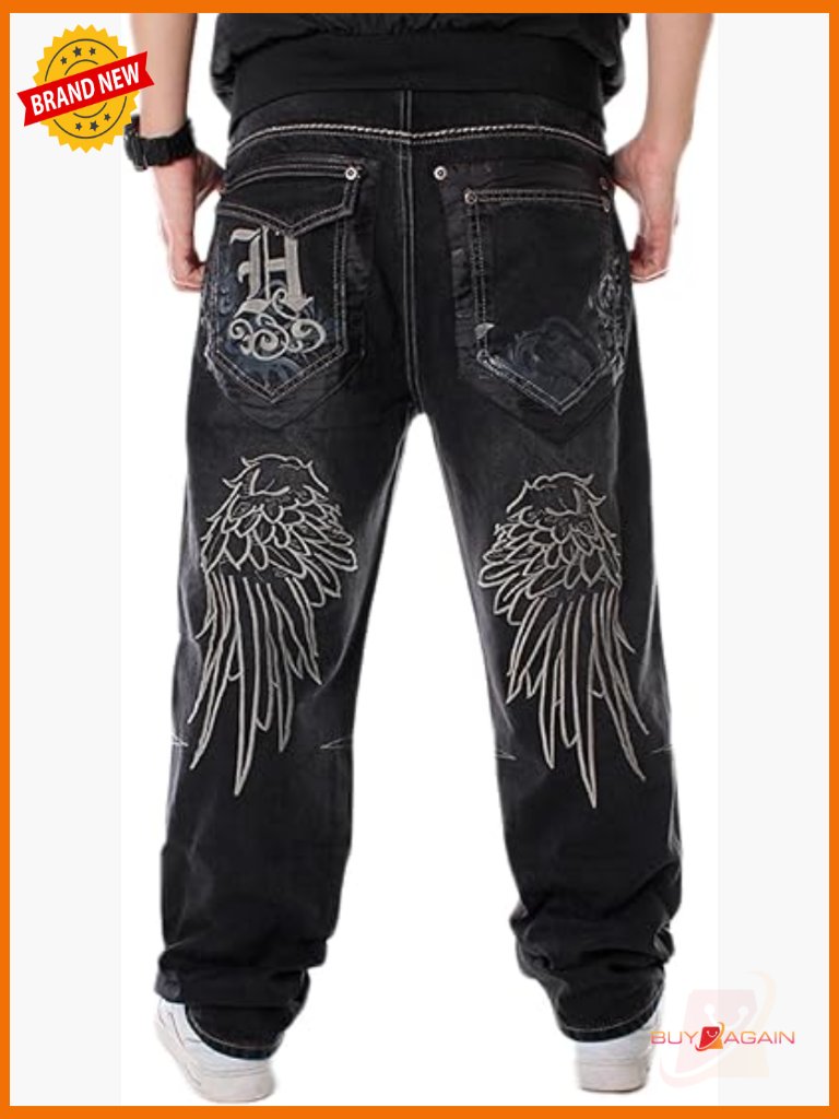 Y2k Skateboard Pants Embroidered Jeans Baggy Denim Hip Hop Cargo Trousers